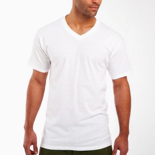Fruit Of The Loom Premium 4 pk. V Neck T Shirts, White, Mens