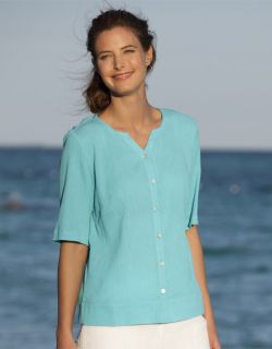 Cotton Gauze Sweetwater Shirt, Turquoise, X Small