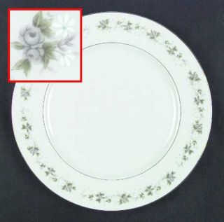 Delux Japan Roberta Dinner Plate, Fine China Dinnerware   Gray Roses,White Flowe