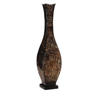 Elements 17 inch Gold Floral Embossed Metal Vase (GoldMaterials MetalQuantity One (1)Setting IndoorDimensions 17 inches high x 4 inches wide x 4 inches deep )