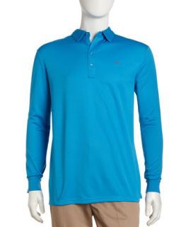 Vilde Long Sleeve Mesh Golf Shirt, Blue Intense