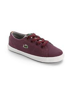 Lacoste Kids Casual Canvas Lace Up Sneakers   Dark Red