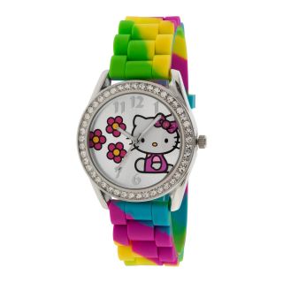 Hello Kitty Leopard Print or Rainbow Crystal Accent Watch, Multi Color, Womens