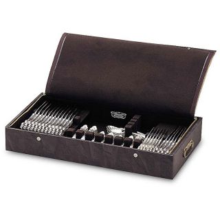 Reed and Barton Arlington Flatware Case (Brown Tarnish preventative silver cloth lining Snap closureDimensions 23 inches long x 13 inches wide 3.75 inches deepModel number 521Flatware not included  )