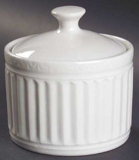  Italiana White Sugar Bowl & Lid, Fine China Dinnerware   All White,Embo