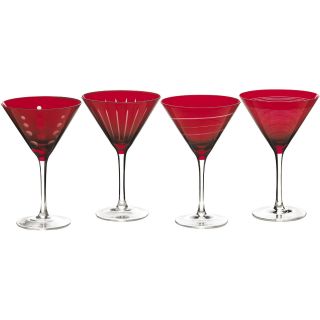Mikasa Cheers Ruby Set of 4 Martini Glasses