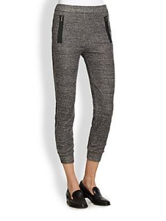 J Brand Collection Bourke Cropped Marled Track Pants   Dark Heather Grey