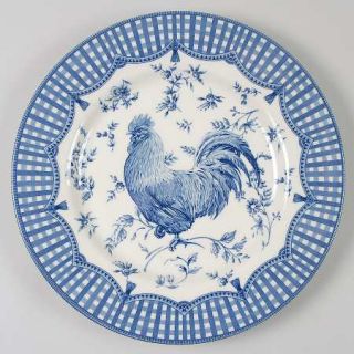 Queens China Rooster Blue Dinner Plate, Fine China Dinnerware   All Blue,Plaid&