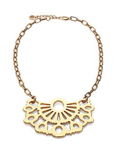 Tory Burch Cutout Bib Necklace   Shiny Brass