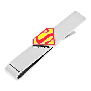 Enamel Superman Shield Tie Bar, Red/Silver, Mens