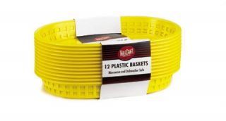 Tablecraft Cash And Carry Chicago Baskets, 10.5 x 7 x 1.5 in, Oval, Plastic, Yellow