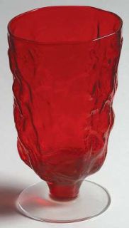 Seneca Driftwood Red Water Goblet   Stem #1980, Ruby/Red, Crinkle Design