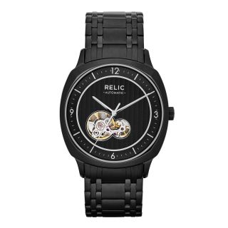 RELIC Mens Black Automatic Skeleton Watch
