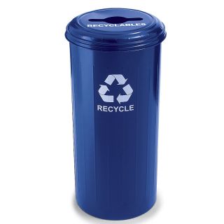 Relius Solutions Steel Recycling Container   20 Gallon Capacity   With Recyclables Lid   Blue