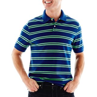 St. Johns Bay Striped Piqué Polo Shirt, Blue, Mens