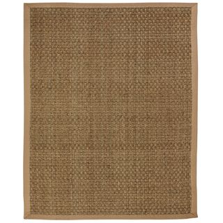 Windjammer Basketweave Seagrass Rug With Khaki Cotton Border (8 X 10)