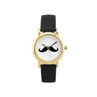 Womens Fancy Moustache Watch, Black