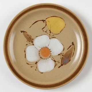 Hearthside Dogwood Salad Plate, Fine China Dinnerware   Brown Band,White/Orange/