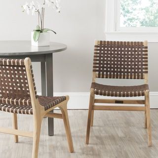 Safavieh Guilford Brown Leather Side Chair (set Of 2)