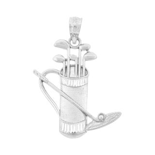 Sterling Silver Golf Pendant, White, Womens