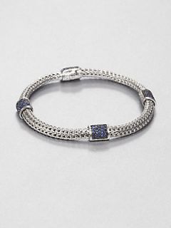 John Hardy Sterling Silver Woven Braid Station Bracelet/Blue Sapphire   Silver B