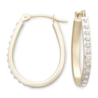 Diamond Fascination 14K Pearshape Hoop Earrings, Womens