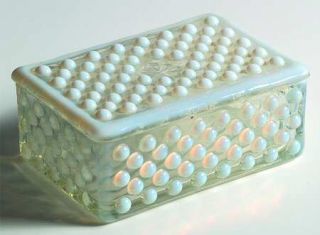 Anchor Hocking Moonstone Clear Opalescent Cigarette Box with Lid   Clear Opalesc