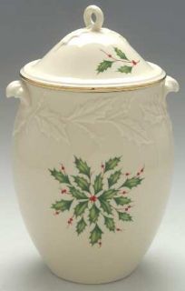 Lenox China Holiday (Dimension) Cookie Jar and Lid, Fine China Dinnerware   Dime