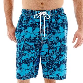 THE FOUNDRY SUPPLY CO. Floral Print Swim Trunks Big and Tall, Carnival Blu/nvy