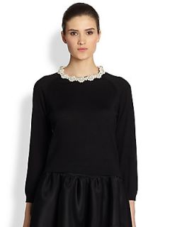 Simone Rocha Pearl Embellished Sweater   Black