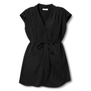 Liz Lange for Target Maternity Short Sleeve Pleated Neck Top   Black XL