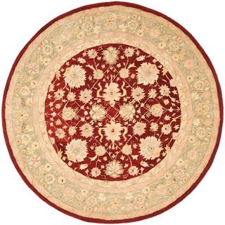 Handmade Ancestry Red/ Green Wool Rug (8 Round)