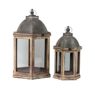 Urban Trends Collection Wooden Lantern (set Of 2)