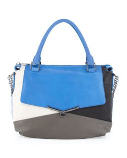 Valentina Colorblock Satchel Bag, Gray/Multi