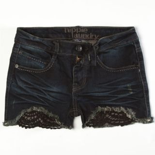 Girls Crochet Trim Cutoff Denim Shorts Dark Wash In Sizes 16, 10