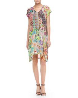 Womens Lilly Print Asymmetric Neck Dress   Johnny Was Collection
