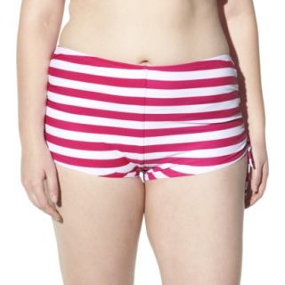 Womens Plus Size Side Tie Swim Shorts   Fire Red/White 18W