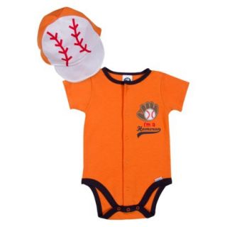 Gerber Newborn Boys Baseball Bodysuit and Hat Set   Orange 0 3 M