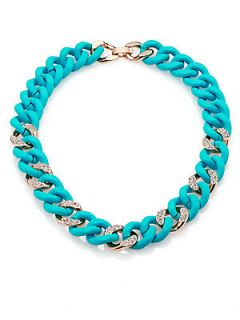 ABS by Allen Schwartz Jewelry Silicone Pave Chain Link NecklaceBlue   Gold Turqu