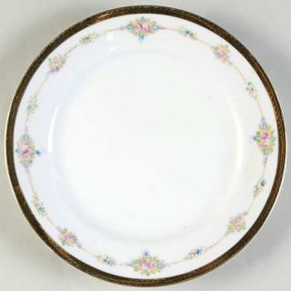 Noritake N224 Salad Plate, Fine China Dinnerware   Gold & Black Laurel Border,Pi