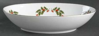 Kashima Christmas Holly (Smooth Edge,Coupe) 10 Oval Vegetable Bowl, Fine China