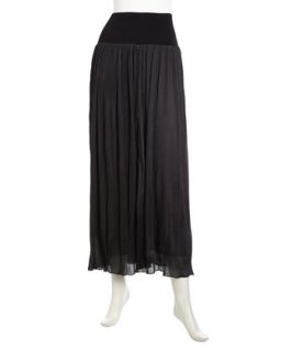 Accordion Pleated Maxi Skirt, Black
