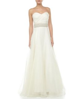 Strapless Bead Waist Bridal Gown, Ivory