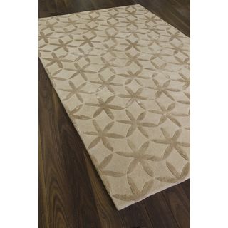 Hand made Burst Cream Wool Area Rug (5 X 8)