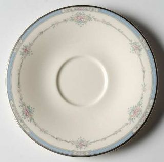 Royal Doulton Lisa Saucer, Fine China Dinnerware   Albion Shape,Blue Band,Floral