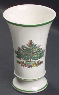 Spode Christmas Tree Green Trim 5 Vase, Fine China Dinnerware   Newer Backstamp