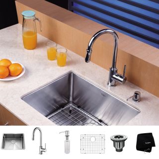 Kraus Kitchen Combo Set 23 inch Stainless Steel Undermount Sink With Faucet