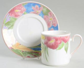 Mikasa Splendrous Flat Cup & Saucer Set, Fine China Dinnerware   Heritage,Pink F