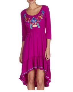 High Low Skirt Embroidered Dress, Ultra Violet