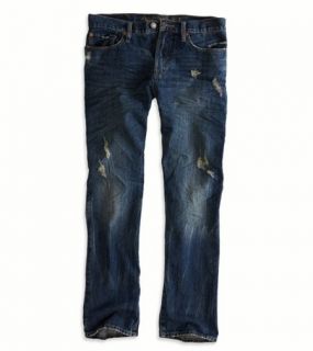 Dark Crackle Relaxed Straight Jean, Mens 32x36